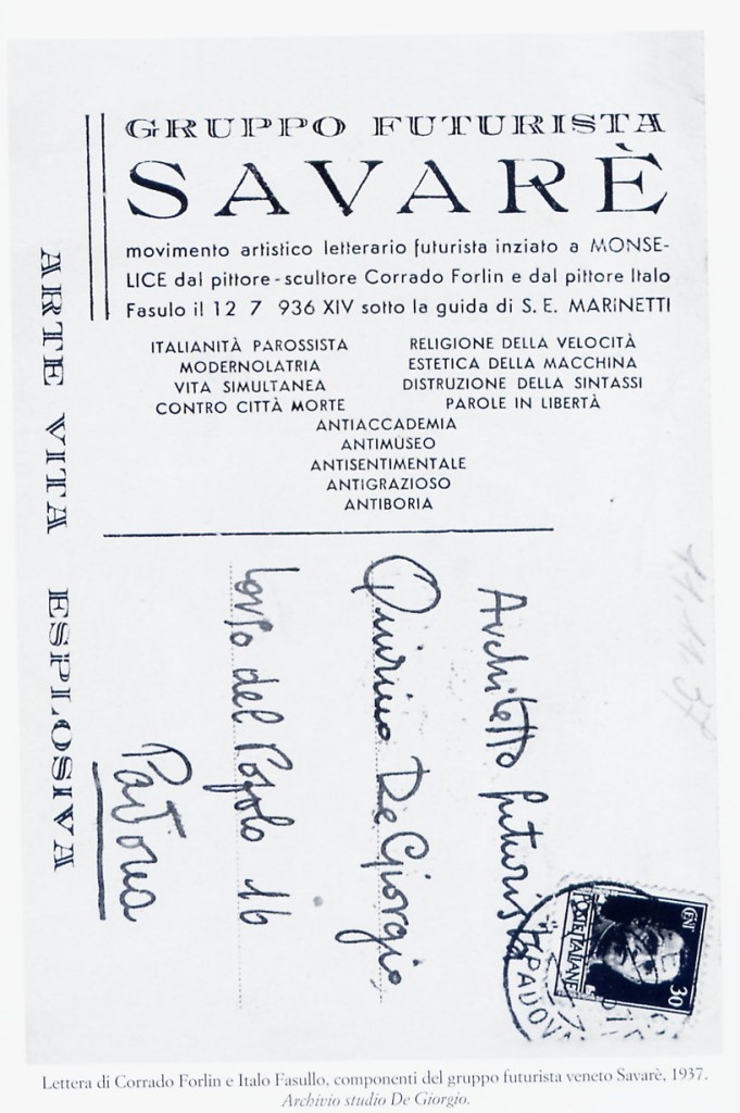 Cartolina postale del gruppo futurista Savarè